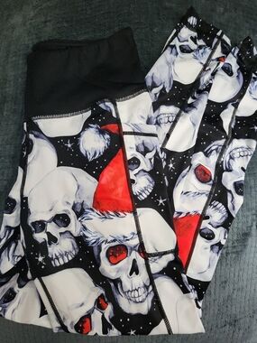 Constantly Varied Gear Black Leggings with White Skull Print